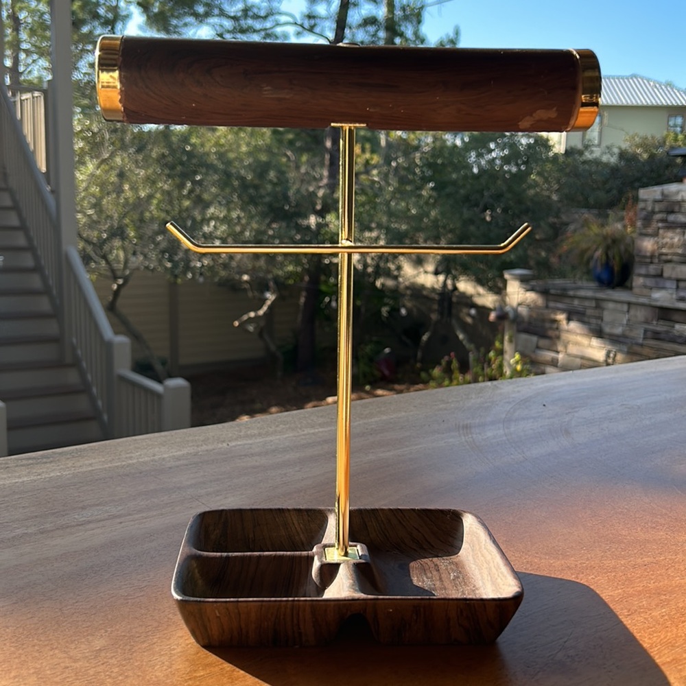 Wood/Gold Necklace/Ring Holder